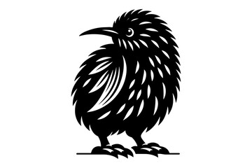 Obraz premium kiwi bird silhouette vector illustration isolated on transparent background - Generative AI