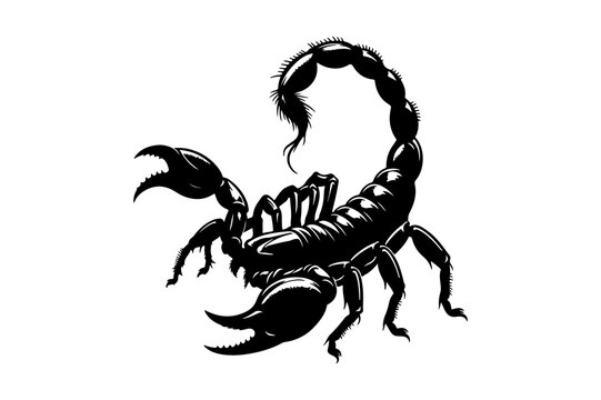 black scorpion on white background clip art preview