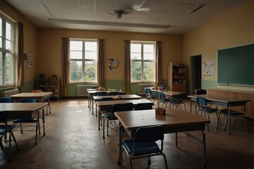 Fototapeta premium Classroom of a daycare center without children and teacher