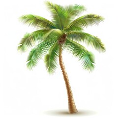 Isolated Palm Tree with Lush Green Leaves