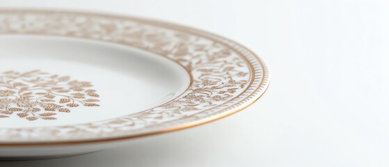 Fototapeta premium Elegant porcelain plate with traditional designs and a soft gradient color scheme, showcasing intricate patterns and refined craftsmanship