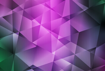 Light Pink, Green vector gradient triangles pattern.