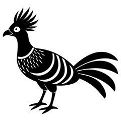 Hoatzin silhouette vector art illustration