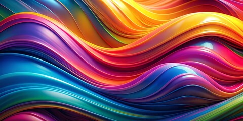 Obraz premium Abstract Liquid Swirls in Vibrant Hues, 3D Rendering, Digital Art, Colorful Waves, Abstract Art, 3D Design, Gradient Background