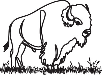 continuous single line art drawing of bison vector illustration  © Mohaiminul