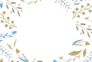 優しい水彩タッチの花の丸いフレーム