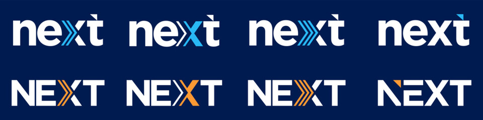 Next word with arrow Letter Logo design. vector illustration