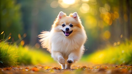 joyful and running spitz