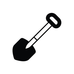 shovel glyph icon with white background vector stock illustration