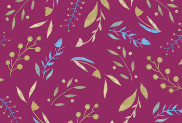 優しい水彩タッチの花のランダムパターン