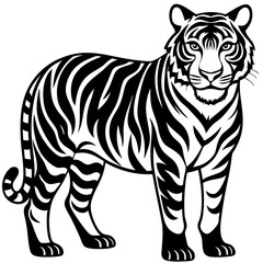  tiger silhouette vector illustration in white background 