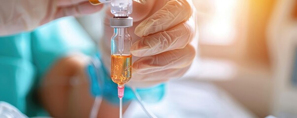 Patient receiving chemotherapy with an IV drip, cancer treatment, clinical setting