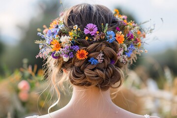 Naklejka premium Vibrant Bridal Bohemian Updo