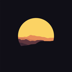 landscape nature in circle illustration vector design