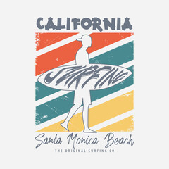 California surfing beach graphic design typography for print t shirt