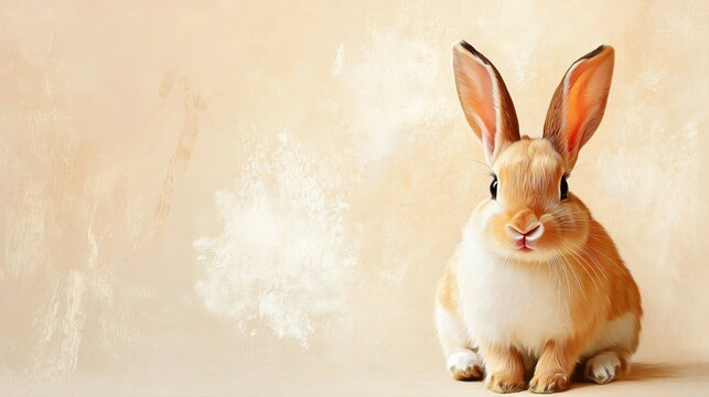 Adorable bunny against a beige background