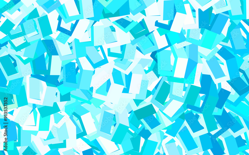 Poster light blue, green vector backdrop with hexagons.