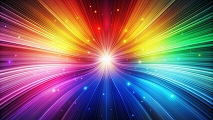 Fototapeta premium Rainbow Stripes with Bright Light and Stars, abstract, vibrant, colorful, background