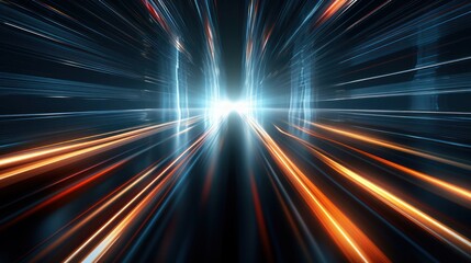 Obraz premium An artistic photograph of LED light trails forming geometric shapes and patterns as they move across a dark surface