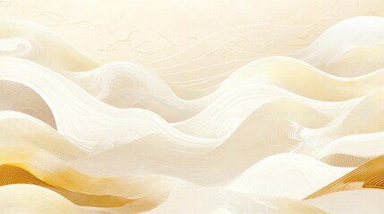 Obraz premium Abstract Beige Background With Flowing Waves and Ethereal Clouds Capturing Tranquility in Vector Illustration