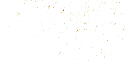 Golden glitter confetti falling down on transparent background. Vector illustration.