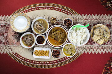 Traditional indonesian Food and cookies during Ramadan and Eid Mubarak. Hari Raya Idul Fitri Festival