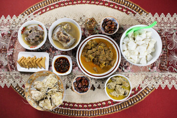 Traditional indonesian Food and cookies during Ramadan and Eid Mubarak. Hari Raya Idul Fitri Festival