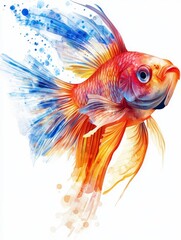 Fototapeta premium Watercolor Siamese Fighting Fish