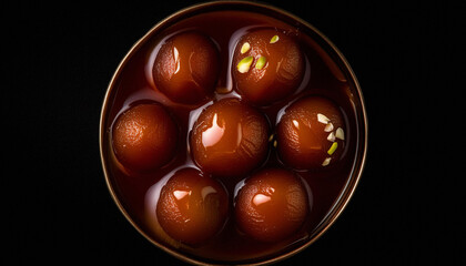 Gulab Jaman with syrup. ai generated 