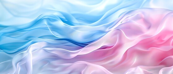 Smooth pastel waves in blue and pink, creating a serene abstract design