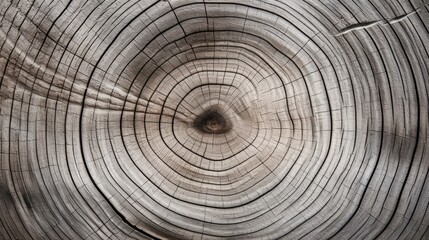 Naklejka premium Close-up of the natural warm gray texture of a cut tree trunk with distinct growth rings and wood fibers