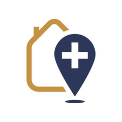 Medical cross map Hospital Location Icons logo design Vector illustration