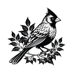 Cardinal Bird Silhouette Vector