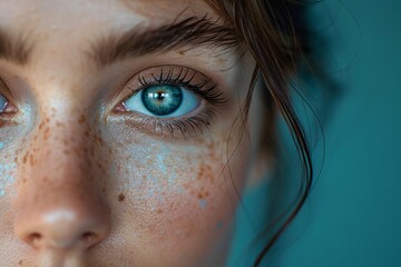 Close-up of girl's eye with natural beauty