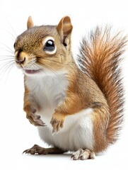 Obraz premium A Curious Squirrel Posing Against a White Background