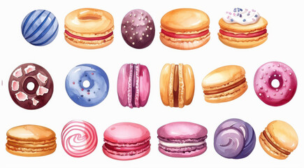 Obraz premium Delight in a handpainted burst of color with this sweet watercolor treat border, perfect for all things dessert