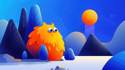 A playful fairy tale creature roams a dreamy forest, bursting with vibrant colors and charming details that spark joy.