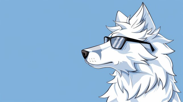 A whimsical illustration of a stylish wolf in glasses, perfect for adding a touch of charm to your desktop wallpaper.