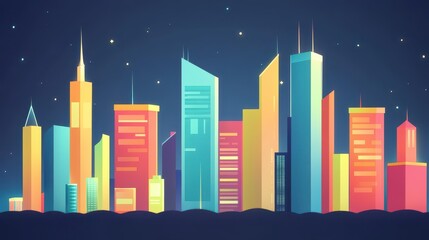 Fototapeta premium Explore mesmerizing city vistas at night, where twinkling lights and vibrant urban scenes create an enchanting atmosphere.