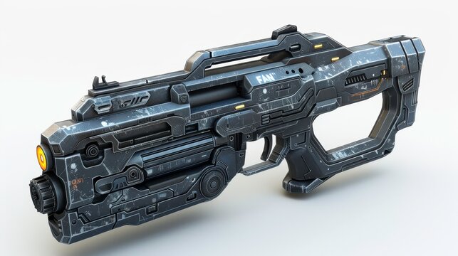 FN P90, 3D illustration, realistic, isolated on white background