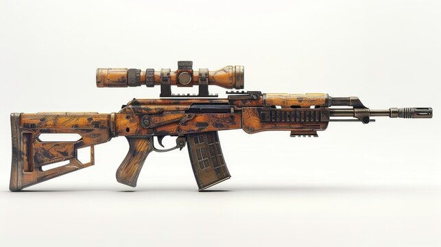 Dragunov SVD, 3D illustration, realistic, isolated on white background