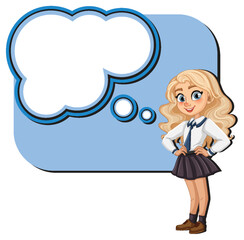 Schoolgirl with Thought Bubble