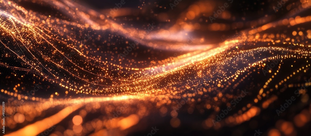 Poster futuristic abstract wave featuring interconnected points and lines dynamic big data background for t