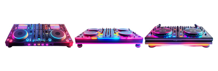 DJ turntables isolated on transparent background, essential equipment for music mixing