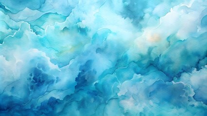 Abstract azure light baby blue aqua watercolor paint flow texture pattern wallpaper background. 3d blue water background 