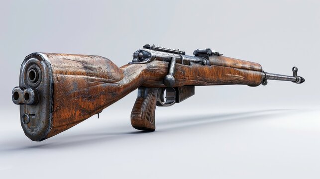 M1 Garand, 3D illustration, realistic, isolated on white background