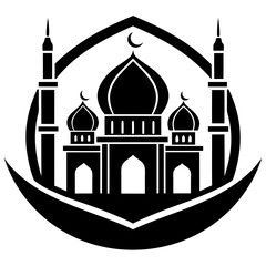 Islamic Mosque Logo Silhouette Vector art illustration
