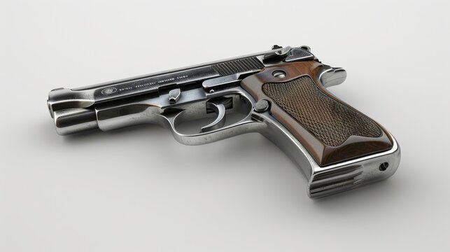 Walther PPK, 3D illustration, realistic, isolated on white background