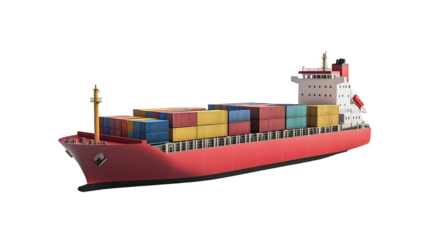 cargo container ship on a transparent background