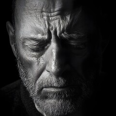 Obraz premium Monochrome Portrait Of Sad Man